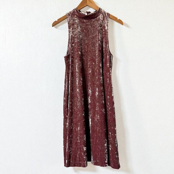 Cynthia Rowley Sleeveless Mini Dress Pink Crushed Velvet A-Line Party Dress 90s - Picture 1 of 11
